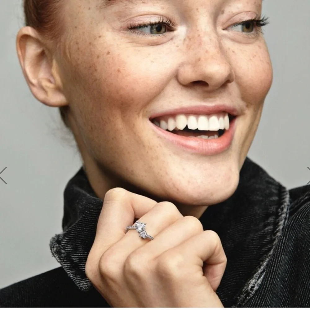 - Double Heart Ring ) 9.25 Sterling Silver & CZ Size 8